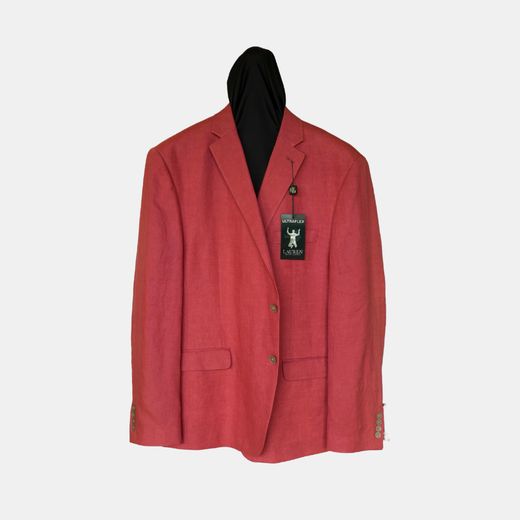 Red Ralph Lauren sport coat with a hang tag, on a dress form